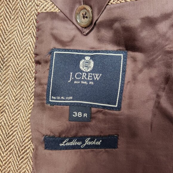 Men's J. Crew Blazer Brown Size 38R 100% Linen Ludlow Herringbone Old Money - Picture 4 of 11